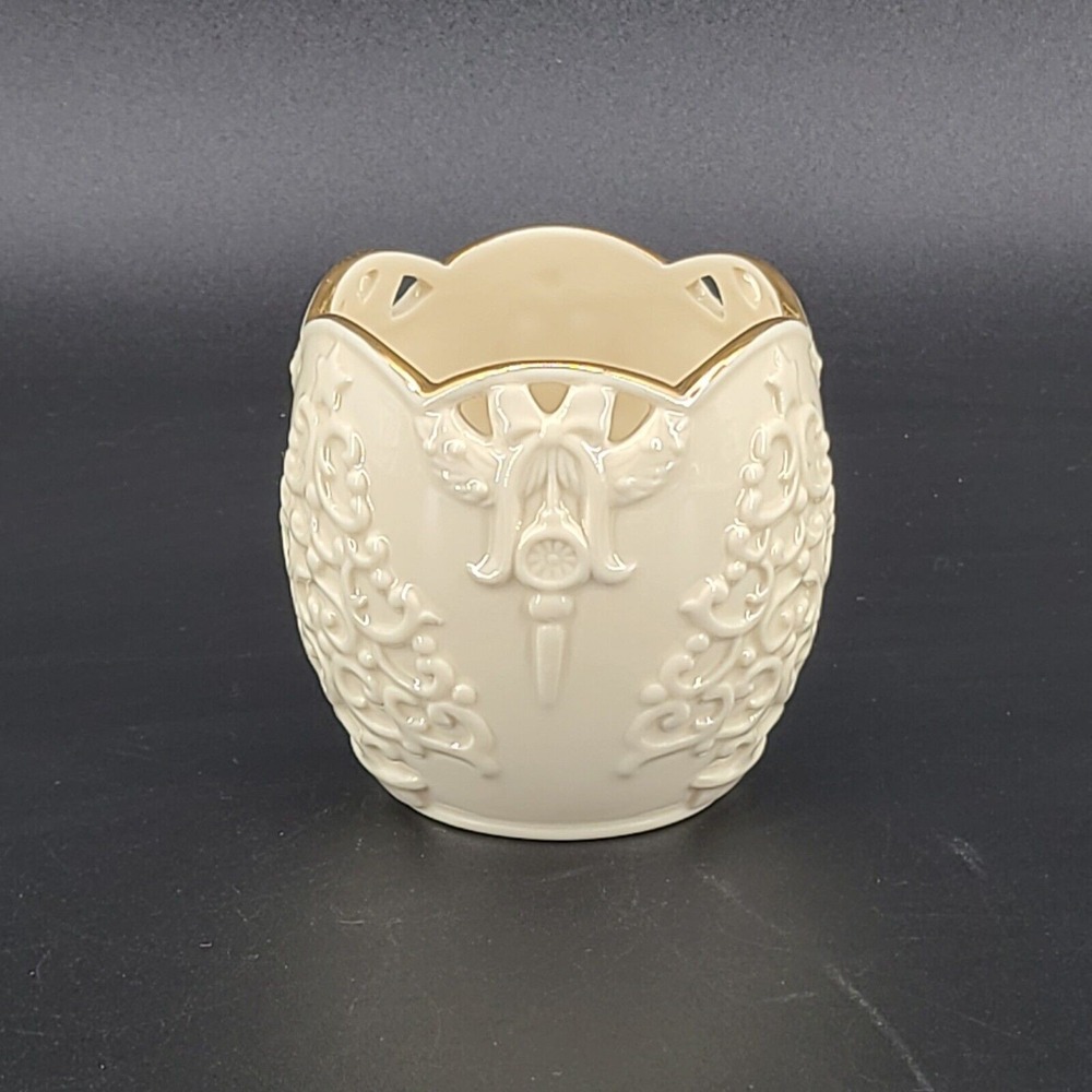 Lenox Porcelain Merry Lights Tree Votive Candle Holder Gold Trim